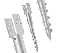 Lot de 4 supports poteaux à visser 140x720 mm, en U, broche spirale, pied galvanisé, plusieurs tailles ADGO