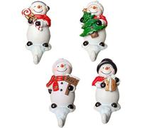 Lot de 4 Supports pour Chaussettes de Noël en Forme de Bonhomme de Neige 3D, Installation sans perçage, décorations de Noël pour cheminée, Crochets pour Mur ou Sapin