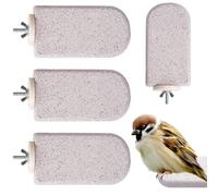 Lot de 4 Supports pour Oiseaux - Perchoir pour Perroquet avec Roche volcanique, Mate, bâton de Soin des Griffes, siège Stable, Soins dentaires naturels, Plateforme de Jeu pour élevage de Perro