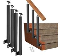 Lot de 4 supports réglables à 270° en métal pour balustre d'escalier à base plate - Broches en fer noir pour garde-corps - Idéal pour terrasses, balcons et escaliers