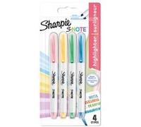 Sharpie Surligneurs S-Note – Pointe biseautée – 4 unités couleurs assorties (Blister)