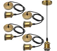 Lot de 4 suspensions de lampe E27 avec câble de 100 cm, en métal, style vintage, avec anneau à vis, pour plafonnier dans le salon, la cuisine et la salle à manger