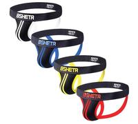 Lot de 4 suspensoirs pour Homme en Coton, Taille Basse, Stretch, Performance Slip String (R166, L)