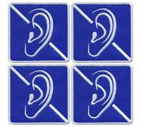Lot de 4 - Symbole de surdité - Noir VeIcro - Écusson brodé