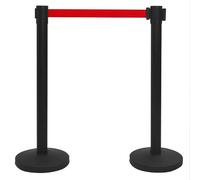 Lot de 4 systèmes de barrière en fer noir - Système de guidage des personnes de qualité supérieure pour les événements, les zones de construction et les espaces publics - Barrière robuste et durable