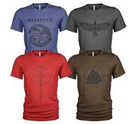 Lot de 4 t-shirts Dieu nordique Odin | Corbeau | Runes | Valkyrie | Ragnarök | Viking | Walhalla | Midgard | T-shirt de la mythologie nordique, Pagan #5, M