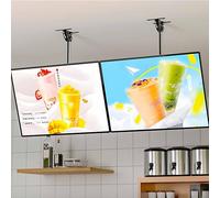 Lot de 4 tableaux de menu numériques LED avec cadre magnétique, design fin, haute luminosité, tige de suspension réglable, support mural/plafond pour cafés et restaurants
