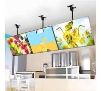 Lot de 4 tableaux de menu numériques LED avec cadre magnétique, design fin, haute luminosité, tige de suspension réglable, support mural/plafond pour cafés et restaurants