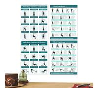 Lot de 4 tableaux de yoga sur chaise - Affiches illustrées d'entraînement assises - Guide d'exercices de yoga - Art mural - Cartes d'entraînement à la mobilité et à la flexibilité - 25,4 x 20,3 cm