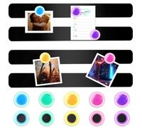 Lot de 4 tableaux magnétiques autocollants - 26 x 300 mm - Noir - Barre magnétique puissante avec 10 aimants pour tableau blanc