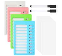 Lot de 4 tableaux mémo avec 2 marqueurs - Tableau de liste de choses à faire - 20 x 12 cm - Pour enfants - Planificateur de choses à faire soi-même avec 10 feuilles vierges - Tableau de contrôle mémo