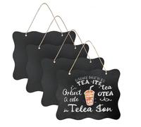 Lot de 4 tableaux noirs à suspendre - 25 x 20 cm - Double face - Petit tableau à suspendre - Plaque décorative ondulée pour tableaux d'affichage et bars, etc