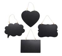 Lot de 4 tableaux noirs en bois forme créative double face à craie | Noir, effaçables facilement, pour décoration murale et jardin, style unique et