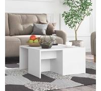 Lot de 4 tables basses blanches en bois multicouche, 66 x 66 x 33 cm | Bois multicouche durable, surface facile à nettoyer, compartiments de rangement, utilisation individuelle ou composition