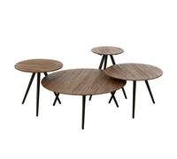 Lot de 4 Tables Basses en Bois "Teck" 70cm Naturel