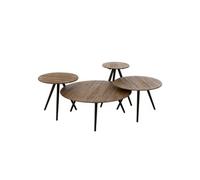 Lot de 4 Tables Basses en Bois "Teck" 70cm Naturel