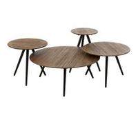 Lot de 4 Tables Basses en Bois "Teck" 70cm Naturel