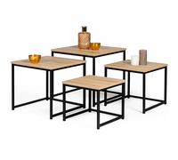 IDMarket – Lot de 4 tables basses gigognes Detroit 35/40/45/50 Design industriel