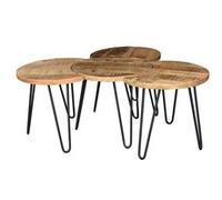 POZZ - Lot de 4 Tables d'Appoint Modulables en Manguier -