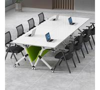 Lot de 4 tables de conférence mobiles en bois verrouillables et pliables avec roulettes à roulettes, design moderne, base en acier, tables de séminaire polyvalentes pour bureau et événements