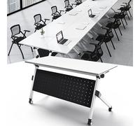 Lot de 4 tables de conférence modernes avec roulettes à 360°, table de conférence pliante avec design rabattable, table de salle de conférence de bureau modulaire, design peu encombrant pour bureaux