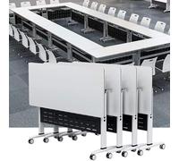 Lot de 4 tables de conférence pliables mobiles avec roulettes pour salle de classe 160 x 60 x 75 cm
