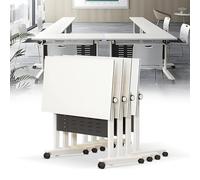 Lot de 4 tables de conférence pliables portables avec roulettes - 179,8 x 40 cm - Design rabattable - Pour bureau et maison - Économie d'espace - Table de réunion mobile