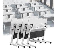Lot de 4 tables de conférence pliables portables avec roulettes, bureau de réunion mobile pour bureau, salle de formation, séminaire et salle de classe - 140 x 60 x 73,7 cm