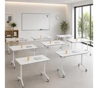 Lot de 4 tables de conférence pliantes avec roues verrouillables, bureau rectangulaire moderne multifonction pour bureau, salle de classe, salle de réunion