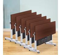 Lot de 4 tables de conférence pliantes, bureaux mobiles à rabat avec roues verrouillables, meubles rectangulaires pour bureau, salle de réunion