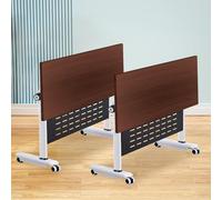 Lot de 4 tables de conférence pliantes, bureaux mobiles à rabat avec roues verrouillables, meubles rectangulaires pour bureau, salle de réunion