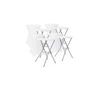 Lot de 4 tables pliantes en acier pour événements avec housse de protection, gala + funda x4, blanc, 81 x 81 x 110 cm
