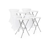 Lot de 4 tables pliantes en acier pour événements avec housse de protection, gala + funda x4, blanc, 81 x 81 x 110 cm