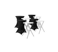 sweeek Lot de 4 tables de réception pliantes acier avec housse de protection housse en polyester noit Gala Noir
