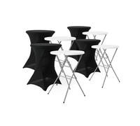 sweeek Lot de 4 tables pliantes en acier pour événements avec housse de protection, Gala + funda x4, noir, 81 x 81 x 110 cm