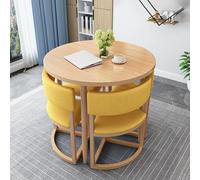 Lot de 4 tables et chaises de conférence rondes jaunes commerciales multifonctions pour bureau, salle à manger, réception, négociation