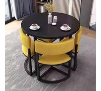 Lot de 4 tables et chaises de salle à manger compactes peu encombrantes pour petite cuisine, bureau ou salon - Idéal pour le petit déjeuner et l'heure du café