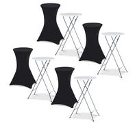 Lot de 4 tables hautes pliantes 105 CM et 4 housses noires Noir