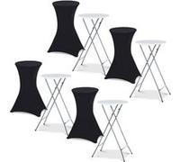 IDMarket - Lot de 4 Tables Hautes Pliantes 105 CM et 4 Housses Noires