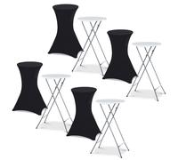 Lot De 4 Tables Hautes Pliantes 105 Cm Et 4 Housses Noires Noir