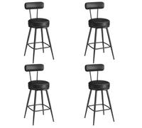 Lot de 4 Tabouret de Bar Design Chaise de Cuisine siège rembourré PU avec Coutures Style Moderne mi-siècle pour Cuisine Bar Noir 12_0005371