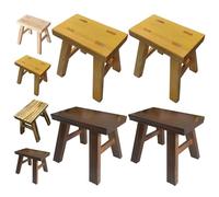 Lot De 4 Tabouret En Bois Massif, Petit Tabouret Bas 24*15*23 Cm Banc Bout De Lit, Banc Bois Rustique, Marchepied Et Repose-Pieds Léger pour Table À Manger, Entrée Et Salon(Yellow-Walnut)