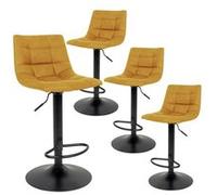 MAGNUS - Lot de 4 Tabourets Acier et Tissu Jaune Moutarde - Altobuy Jaune G