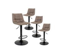 Lot de 4 Tabourets Acier et Tissu Marron Clair - MAGNUS - ALTOBUY Marron G
