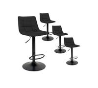 Lot de 4 Tabourets Acier et Tissu Noir - MAGNUS -