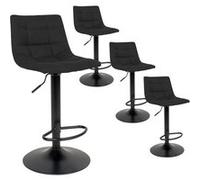 MAGNUS - Lot de 4 Tabourets Acier et Tissu Noir -
