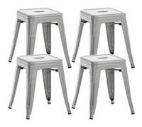 Lot de 4 tabourets au style industriel Armin , Argent Argent G