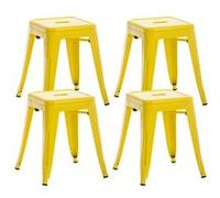 CLP Lot De 4 Tabourets Bas Armin en Métal I Siège sans Dossier Empilable I Tabouret Bas Carré Multi Usage I Charge Max. 200 kg | Couleur Jaune
