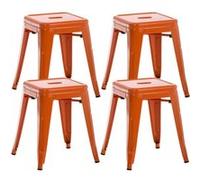 CLP Tabourets bas Armin – Lot de 4 en métal, empilables, sans dossier, charge max. 200 kg – Orange