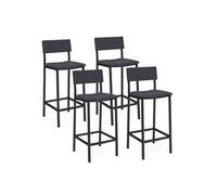 IDMarket - Tabourets de bar AUBIN - velours gris anthracite avec dossier - Lot de 4